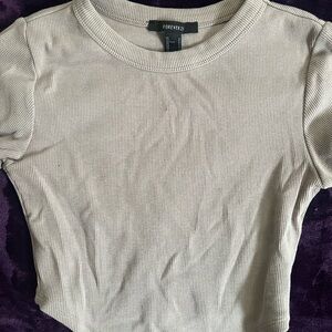 Forever 21 Women's Cream Ribbed Top